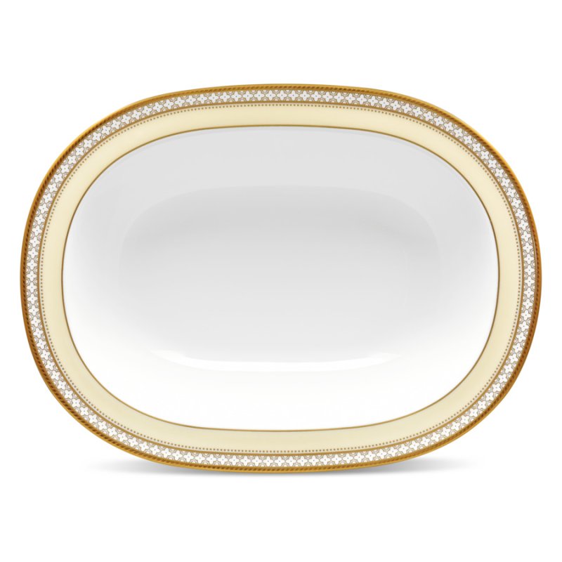 Салатник овальный Noritake Noritake Трефолио, золотой кант 26 см