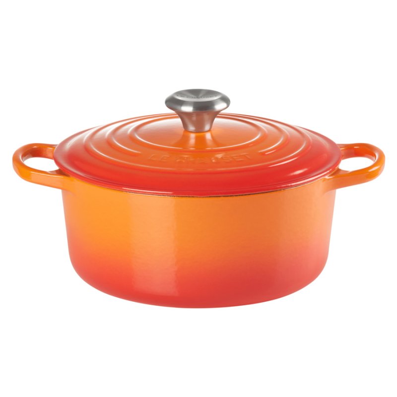 Кастрюля со стальной ручкой Le Creuset 28 см, чугун, огненная лава