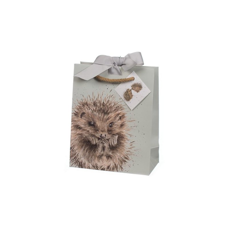 Пакет подарочный Wrendale Small Gift Bag - Woodlanders (Hedgehog) 15х19см, светло-зеленый, картон