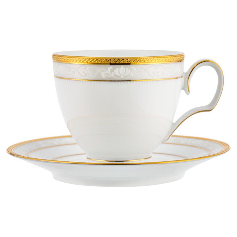 Чашка чайная с блюдцем Noritake Хэмпшир, золотой кант 250 мл